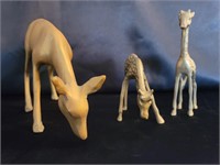 (3) Brass Animal Figurines 2 Deer & a Giraffe