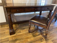 Bernhardt Writing Desk with Leather Seat Chair