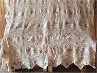 Hand Crocheted Lace Coverlet with 2 Shams