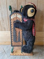 Country Bear Holding Sled Welcome Sign
