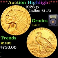 *Highlight* 1926-p Indian $2 1/2 Graded Select Unc