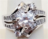 L - STERLING SILVER & STONES RING (67)