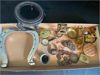 Vintage Metal Collectibles Compasses Horseshoe etc
