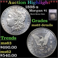 *Highlight* 1898-s Morgan $1 Graded ms63 details