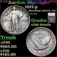 *Highlight* 1921-p Standing Liberty 25c Graded xf4