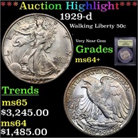*Highlight* 1929-d Walking Liberty 50c Graded Choi