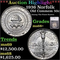 *Highlight* 1936 Norfolk Old Commem 50c Graded ms6