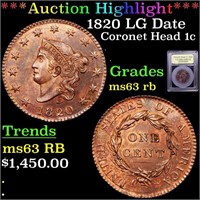 *Highlight* 1820 LG Date Coronet Head 1c Graded Se