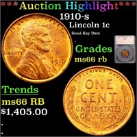 *Highlight* 1910-s Lincoln 1c Graded ms66 rb