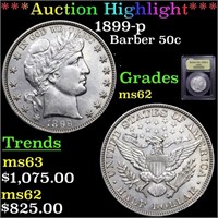 *Highlight* 1899-p Barber 50c Graded Select Unc