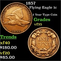 1857 Flying Eagle 1c Grades vf++