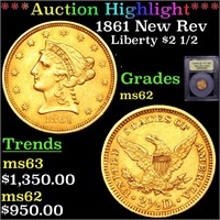 *Highlight* 1861 New Rev Liberty $2 1/2 Graded Sel