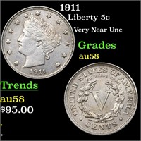 1911 Liberty 5c Grades Choice AU/BU Slider