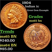 1904 Indian 1c Grades GEM Unc BN
