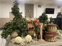 Silk Plants, Vase, Baskets, Metal Decor