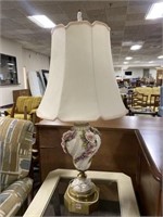 Floral Design Ceramic/Brass Lamp