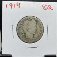 1914 BARBER SILVER QUARTER