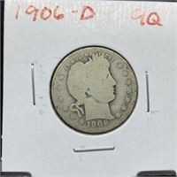 1906-D BARBER SILVER QUARTER