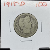 1915-D BARBER SILVER QUARTER