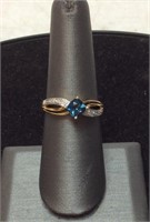 10K BLUE SAPPHIRE GOLD RING 2.2g SIZE 7