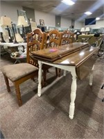 Drop-Leaf Table w/ 2-Leaves, 3 Chairs