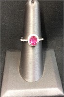 18KT 1.02 NATURAL RUBY & DIAMOND RING, 2.6g SIZE 7