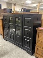 Black TV Cabinet w/ Glass Pane Front