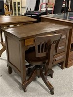 Child's Wood Desk w/ Wood Swivel Chair
