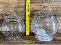 2 Glass Covered Candy Dishes