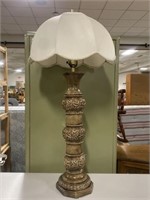 Wood Base Leaves Design Table Lamp