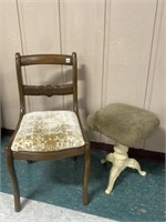 Chair & Cast Iron Stool