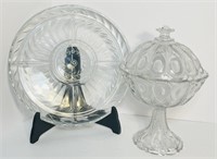 Clear Glass Platter & Compote