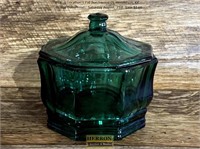 Emerald Green Glass Candy Dish