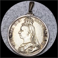 1887 Great Britain Silver Crown UNC COLORIZED