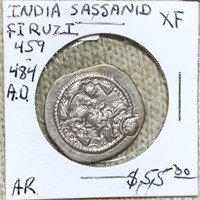 459-483AD India Sassanid Figuzi LIGHT CIRC