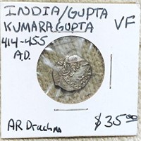 414-455AD India/Gupta Tetredrachm LIGHT CIRC