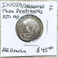 150AD India/Sassanian Thea Pratiuaras NICELY CIRC