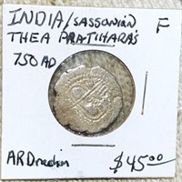 750AD India/Sassanian Thea Pratiharas NICELY CIRC