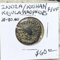 30-80AD India/Kushan Kujula Kadphises NICELY CIRC