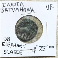India Satvahana OB Elephant NICELY CIRCULATED