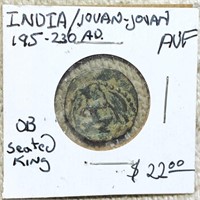 195-230AD India/Jouan-Jovan Seated King AU