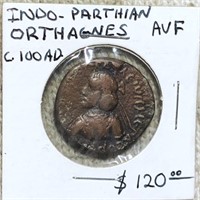 100AD Indo-Parthian Orthagnes ABOUT UNCIRCULATED