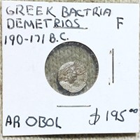 190-171BC Greek Bactria Demetrios NICELY CIRC