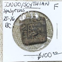 25-76BC Indo/Scythian Spalyrises NICELY CIRCULATED
