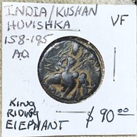 158-195AD India/Kushan Huvishka NICELY CIRC