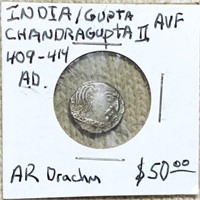 409-414AD India/Gupate Chandragupta II ABOUT UNC