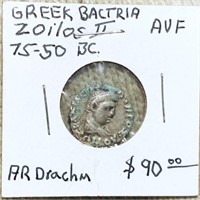 75-50BC Greek Bactria Zoilos II ABOUT UNC