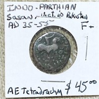 35-55AD Indo-Parthian Tetradrachm NICELY CIRC