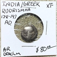 178-197AD India/Greek Rudrismha LIGHT CIRC