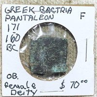 171-160BC Greek Bactria Pantaleon NICELY CIRC